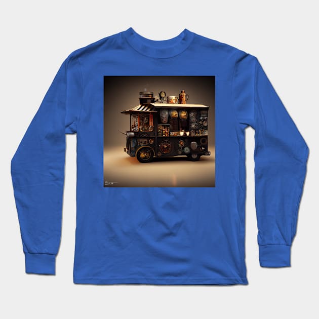 Steampunk Tokyo Ramen Food Truck Long Sleeve T-Shirt by Grassroots Green